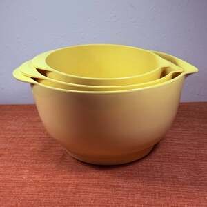 Vintage Rosti Style Yellow Melamine Nesting Mixing Bowls Set of 3